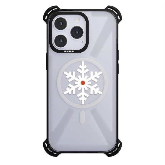 Чехол Pump Silicone Case 03 with MagSafe for iPhone 14 Pro Clear/Black Snow flake