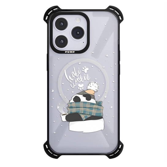 Чехол Pump Silicone Case 03 with MagSafe for iPhone 14 Pro Clear/Black Snow panda
