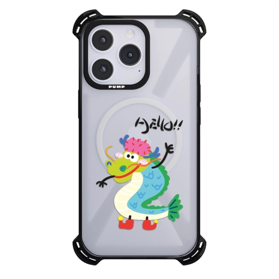 Чохол Pump Silicone Case 03 with MagSafe for iPhone 14 Pro Clear/Black Hello Dragon
