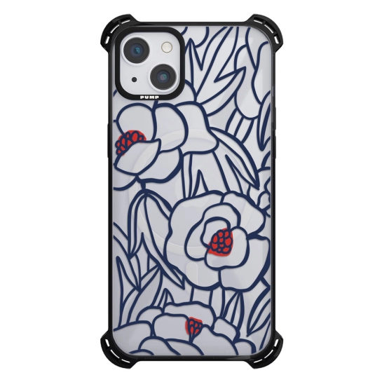 Чохол Pump Silicone Case 03 with MagSafe for iPhone 13 Clear/Black Outline flowers