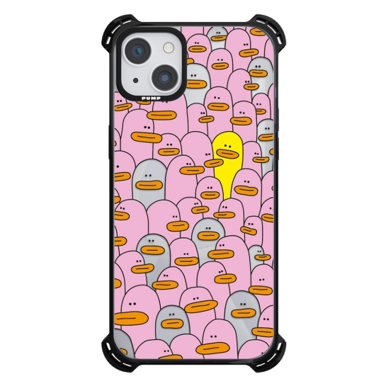 Чехол Pump Silicone Case 03 with MagSafe for iPhone 13 Clear/Black Pink ducks