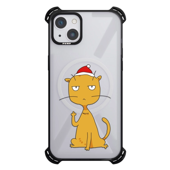 Чохол Pump Silicone Case 03 with MagSafe for iPhone 13 Clear/Black Cat f#ck 2
