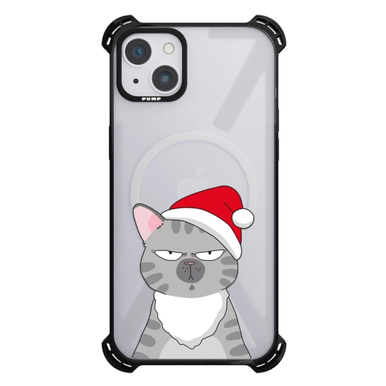 Чохол Pump Silicone Case 03 with MagSafe for iPhone 13 Clear/Black Cat think