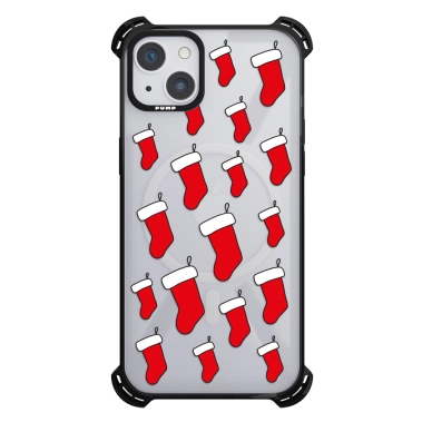 Чохол Pump Silicone Case 03 with MagSafe for iPhone 13 Clear/Black Christmass Stocking - цена, характеристики, отзывы, рассрочка, фото 1