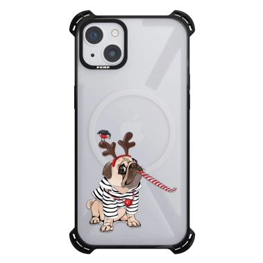 Чехол Pump Silicone Case 03 with MagSafe for iPhone 13 Clear/Black Christmas dog - цена, характеристики, отзывы, рассрочка, фото 1