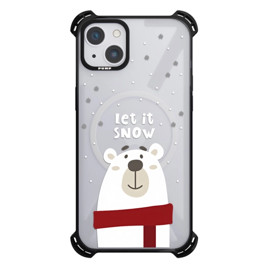 Чохол Pump Silicone Case 03 with MagSafe for iPhone 13 Clear/Black Let it snow