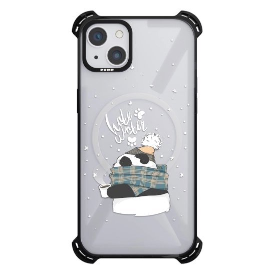 Чехол Pump Silicone Case 03 with MagSafe for iPhone 13 Clear/Black Snow panda