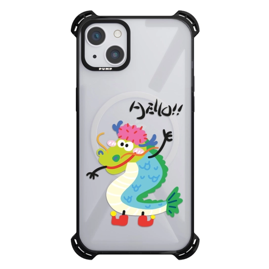 Чохол Pump Silicone Case 03 with MagSafe for iPhone 13 Clear/Black Hello Dragon