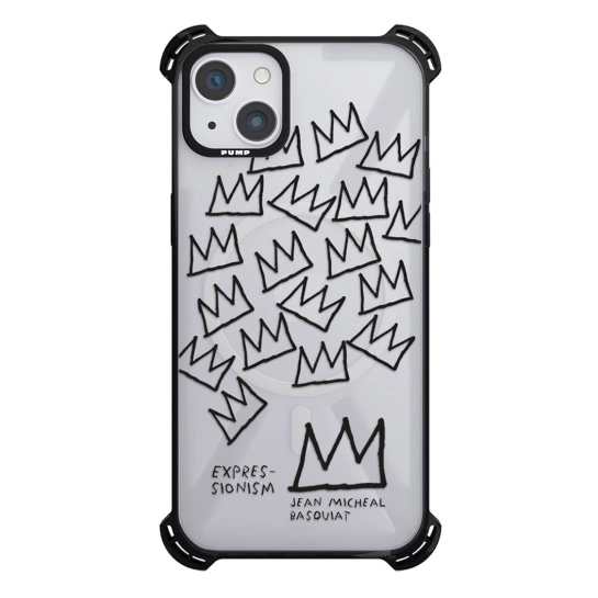 Чехол Pump Silicone Case 03 with MagSafe for iPhone 14 Clear/Black Basquiat 2
