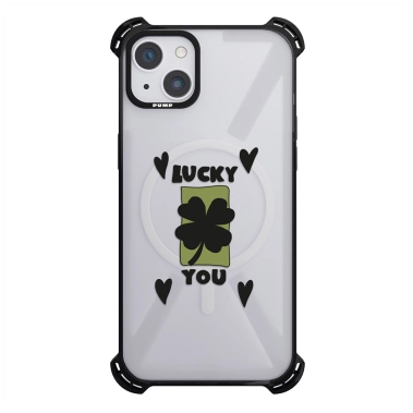 Чохол Pump Silicone Case 03 with MagSafe for iPhone 14 Clear/Black Lucky You - цена, характеристики, отзывы, рассрочка, фото 1