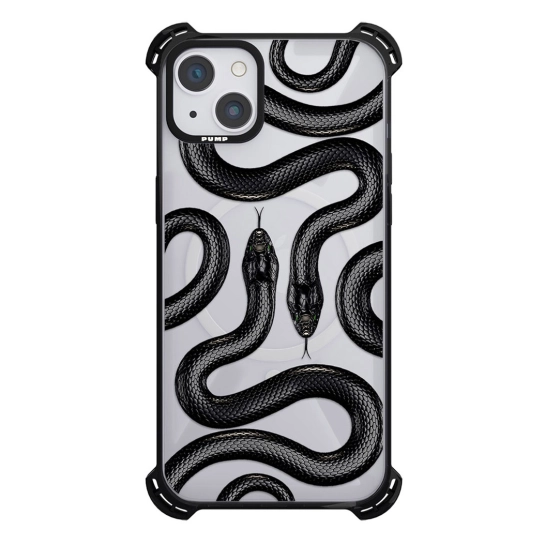 Чохол Pump Silicone Case 03 with MagSafe for iPhone 14 Clear/Black Black Snake