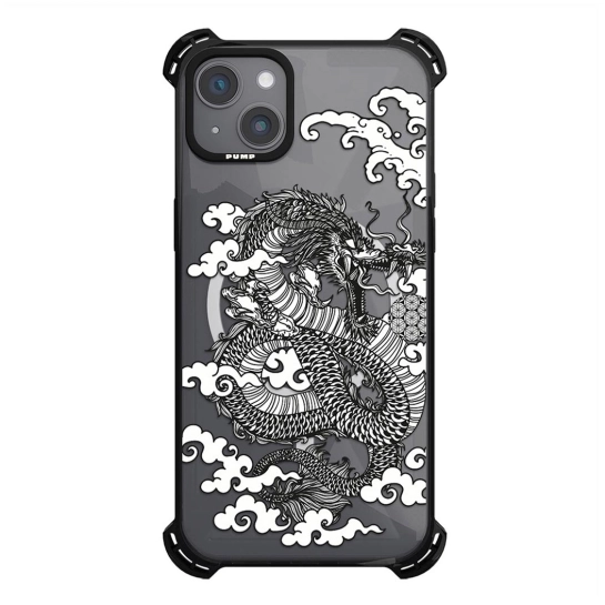 Чехол Pump Silicone Case 03 with MagSafe for iPhone 14 Clear/Black Dragon