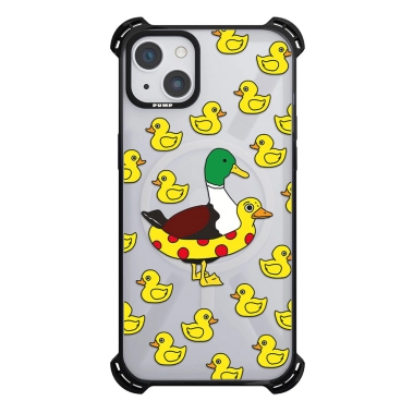 Чехол Pump Silicone Case 03 with MagSafe for iPhone 14 Clear/Black Kachka pattern - цена, характеристики, отзывы, рассрочка, фото 1