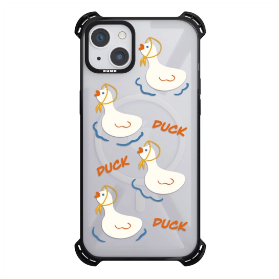 Чехол Pump Silicone Case 03 with MagSafe for iPhone 14 Clear/Black Duck world
