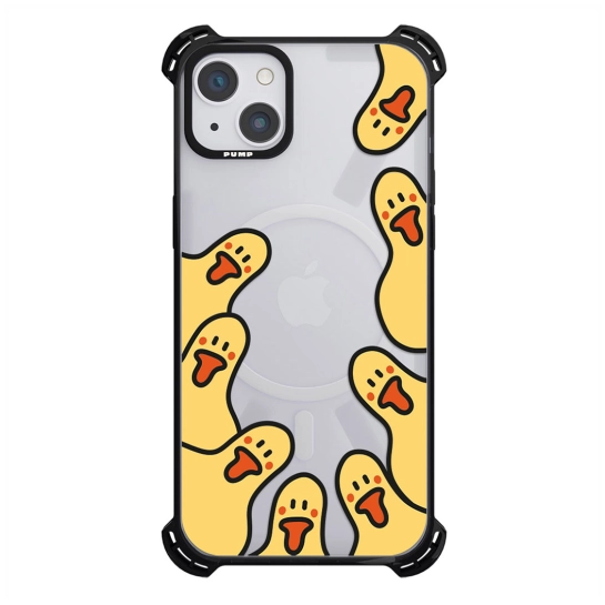 Чохол Pump Silicone Case 03 with MagSafe for iPhone 14 Clear/Black Ducks around