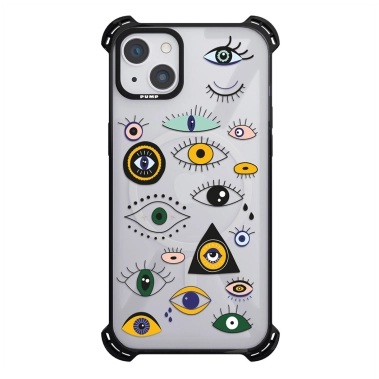 Чехол Pump Silicone Case 03 with MagSafe for iPhone 14 Clear/Black Eyes - цена, характеристики, отзывы, рассрочка, фото 1