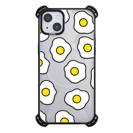 Чехол Pump Silicone Case 03 with MagSafe for iPhone 14 Clear/Black Fried eggs