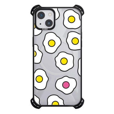 Чохол Pump Silicone Case 03 with MagSafe for iPhone 14 Clear/Black Fried eggs 2 - цена, характеристики, отзывы, рассрочка, фото 1