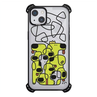 Чохол Pump Silicone Case 03 with MagSafe for iPhone 14 Clear/Black Green dogs - цена, характеристики, отзывы, рассрочка, фото 1