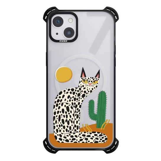 Чохол Pump Silicone Case 03 with MagSafe for iPhone 14 Clear/Black Leopard kaktus