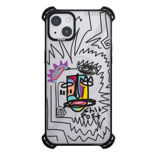 Чехол Pump Silicone Case 03 with MagSafe for iPhone 14 Clear/Black Shit post