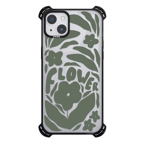 Чехол Pump Silicone Case 03 with MagSafe for iPhone 14 Clear/Black Word flower