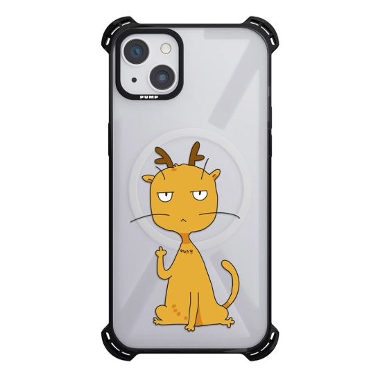 Чехол Pump Silicone Case 03 with MagSafe for iPhone 14 Clear/Black Cat f#ck