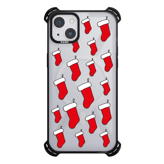 Чехол Pump Silicone Case 03 with MagSafe for iPhone 14 Clear/Black Christmass Stocking