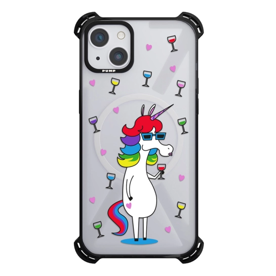 Чехол Pump Silicone Case 03 with MagSafe for iPhone 14 Clear/Black Drunkycorn