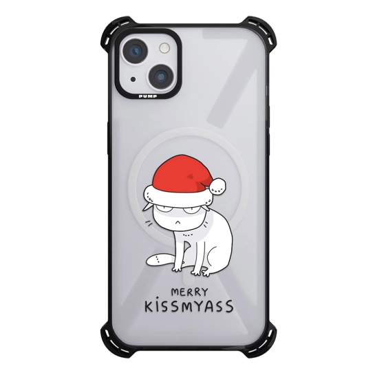 Чехол Pump Silicone Case 03 with MagSafe for iPhone 14 Clear/Black Kiss my as#