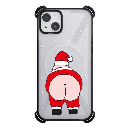 Чохол Pump Silicone Case 03 with MagSafe for iPhone 14 Clear/Black Santa