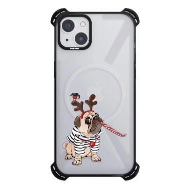 Чехол Pump Silicone Case 03 with MagSafe for iPhone 14 Clear/Black Christmas dog - цена, характеристики, отзывы, рассрочка, фото 1