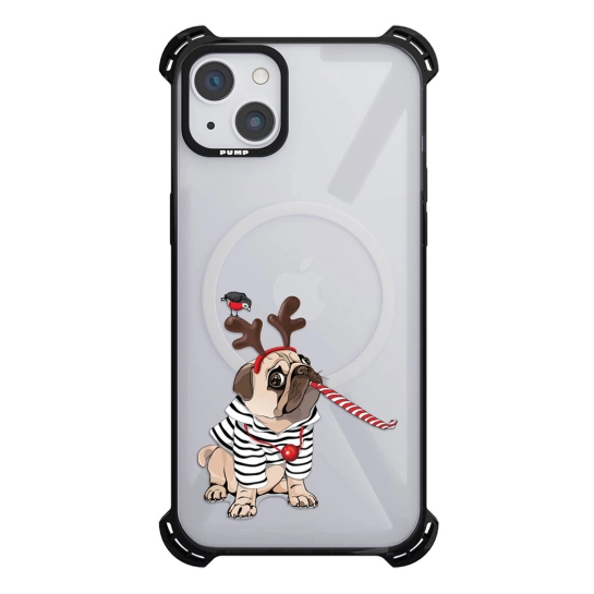 Чехол Pump Silicone Case 03 with MagSafe for iPhone 14 Clear/Black Christmas dog