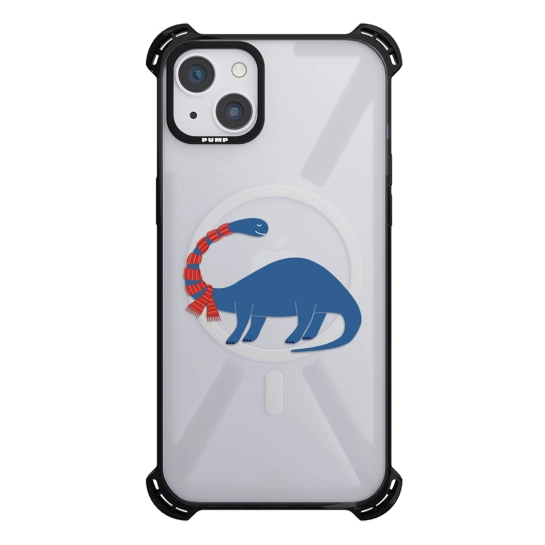 Чехол Pump Silicone Case 03 with MagSafe for iPhone 14 Clear/Black Dino scarf