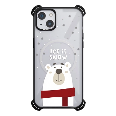 Чохол Pump Silicone Case 03 with MagSafe for iPhone 14 Clear/Black Let it snow - цена, характеристики, отзывы, рассрочка, фото 1