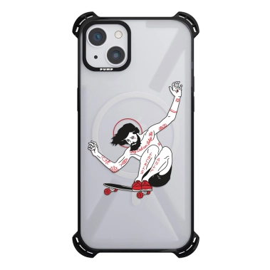 Чохол Pump Silicone Case 03 with MagSafe for iPhone 14 Clear/Black Skating Jesus - цена, характеристики, отзывы, рассрочка, фото 1