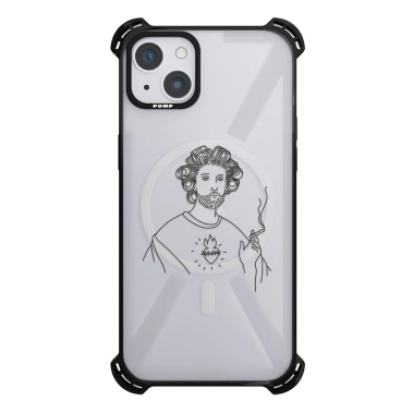Чохол Pump Silicone Case 03 with MagSafe for iPhone 14 Clear/Black Smoking Jesus - цена, характеристики, отзывы, рассрочка, фото 1