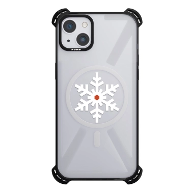 Чохол Pump Silicone Case 03 with MagSafe for iPhone 14 Clear/Black Snow flake - цена, характеристики, отзывы, рассрочка, фото 1