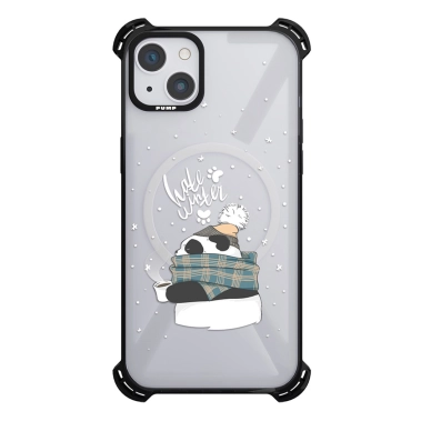 Чохол Pump Silicone Case 03 with MagSafe for iPhone 14 Clear/Black Snow panda - цена, характеристики, отзывы, рассрочка, фото 1