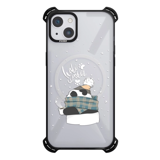 Чехол Pump Silicone Case 03 with MagSafe for iPhone 14 Clear/Black Snow panda