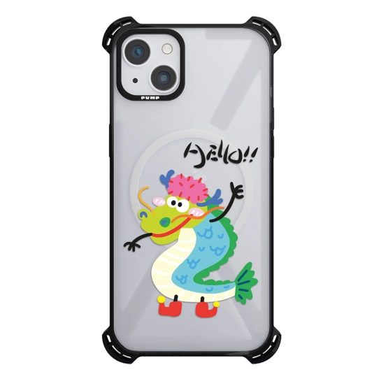 Чехол Pump Silicone Case 03 with MagSafe for iPhone 14 Clear/Black Hello Dragon