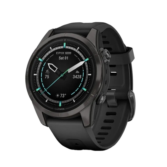 Cмарт-часы Garmin Epix Pro Gen 2 Sapphire Edition 42mm Carbon Gray DLC Titanium with Black Band - цена, характеристики, отзывы, рассрочка, фото 1