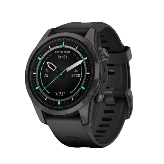 Cмарт-часы Garmin Epix Pro Gen 2 Sapphire Edition 42mm Carbon Gray DLC Titanium with Black Band (010-02802-14/15)