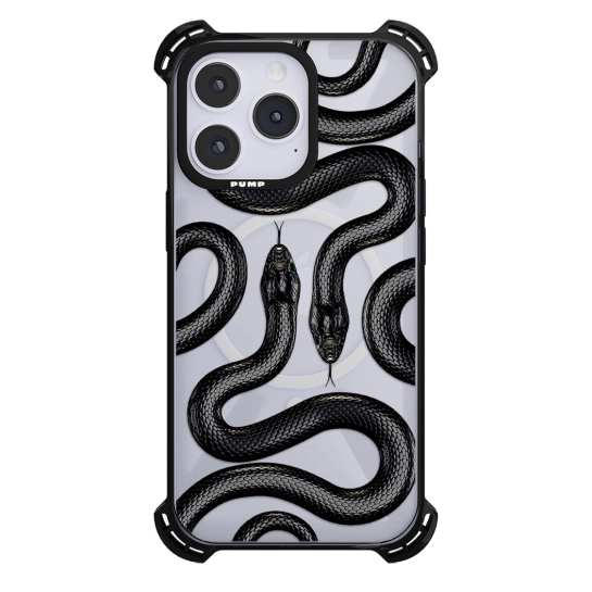 Чехол Pump Silicone Case 03 with MagSafe for iPhone 14 Pro Max Clear/Black Black Snake
