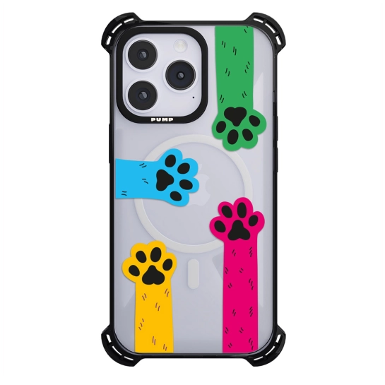 Чохол Pump Silicone Case 03 with MagSafe for iPhone 14 Pro Max Clear/Black Cats paws