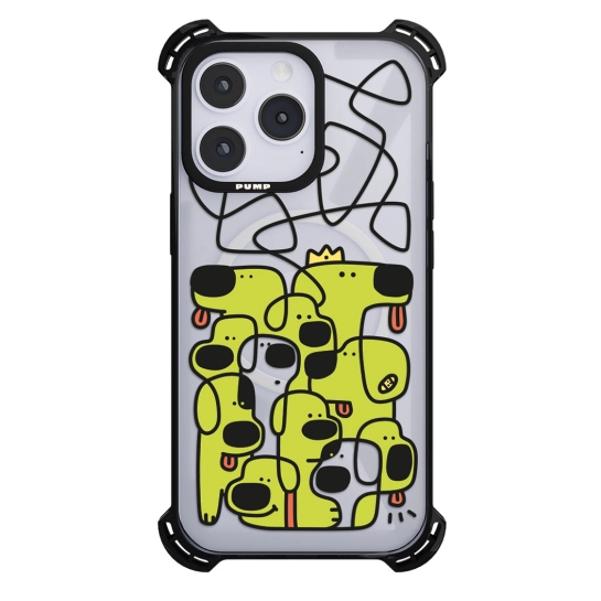 Чохол Pump Silicone Case 03 with MagSafe for iPhone 14 Pro Max Clear/Black Green dogs