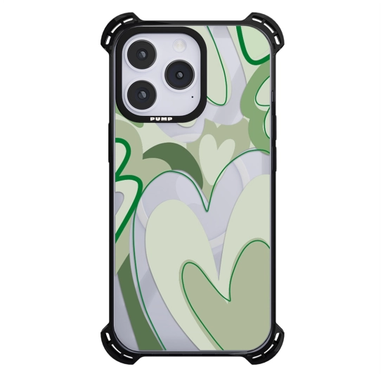 Чохол Pump Silicone Case 03 with MagSafe for iPhone 14 Pro Max Clear/Black Green hearts