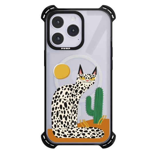 Чехол Pump Silicone Case 03 with MagSafe for iPhone 14 Pro Max Clear/Black Leopard kaktus