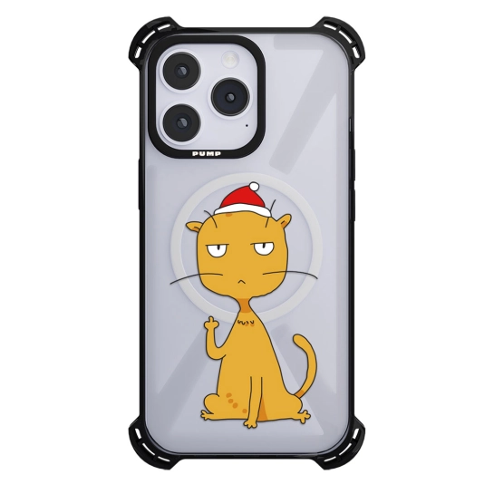Чехол Pump Silicone Case 03 with MagSafe for iPhone 14 Pro Max Clear/Black Cat f#ck 2