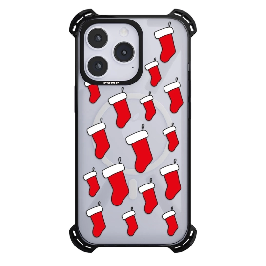 Чехол Pump Silicone Case 03 with MagSafe for iPhone 14 Pro Max Clear/Black Christmass Stocking